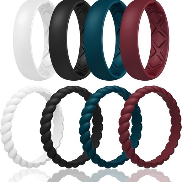 Jewelry - Women's Wedding Bands, Silicone Stacking Rings for Her, Rubber Inner Arc Ergonom
